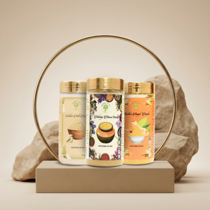 Herbal Aura Skin Purification Combo (260g) (Kasthuri Manjal – Nalangu Maavu – Multani Mitti)